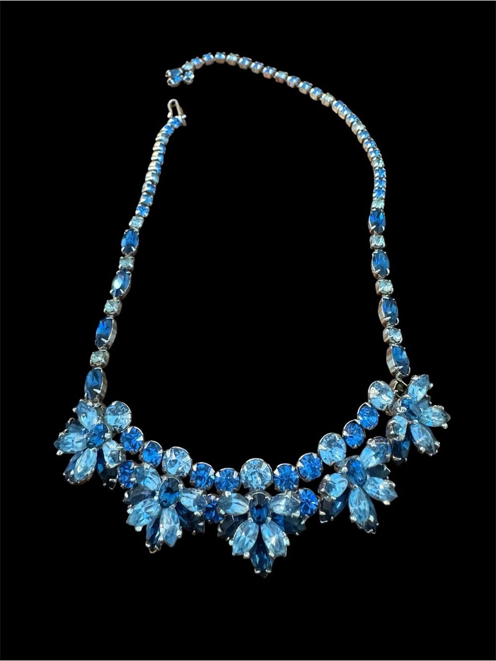 Kramer of New York vintage BlueCrystal Floral Statement Necklace - Women Jewelry